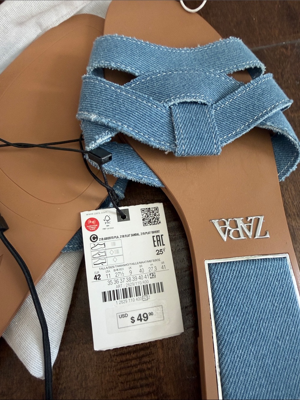 Zara Light Blue Denim Crossover Slide Sandals - Picture 5 of 5